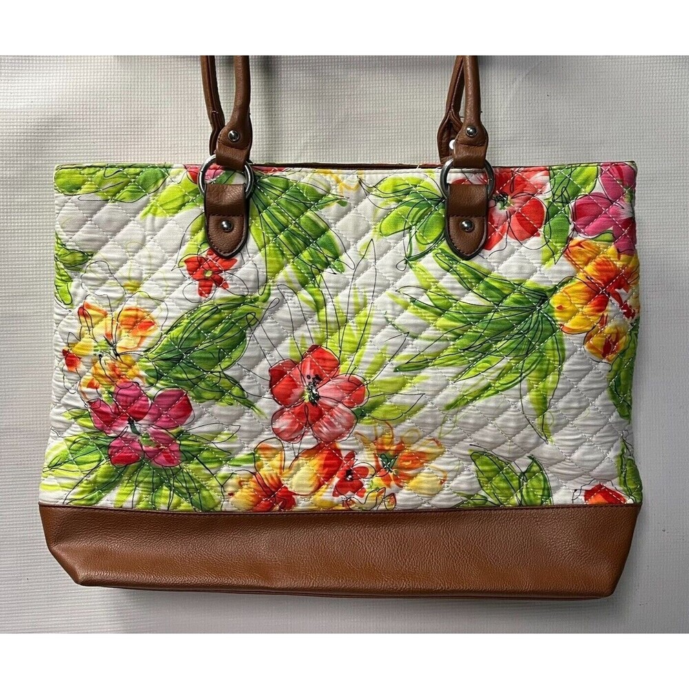Large Weekender Floral Leopard Quilted Travel Tote Bag
